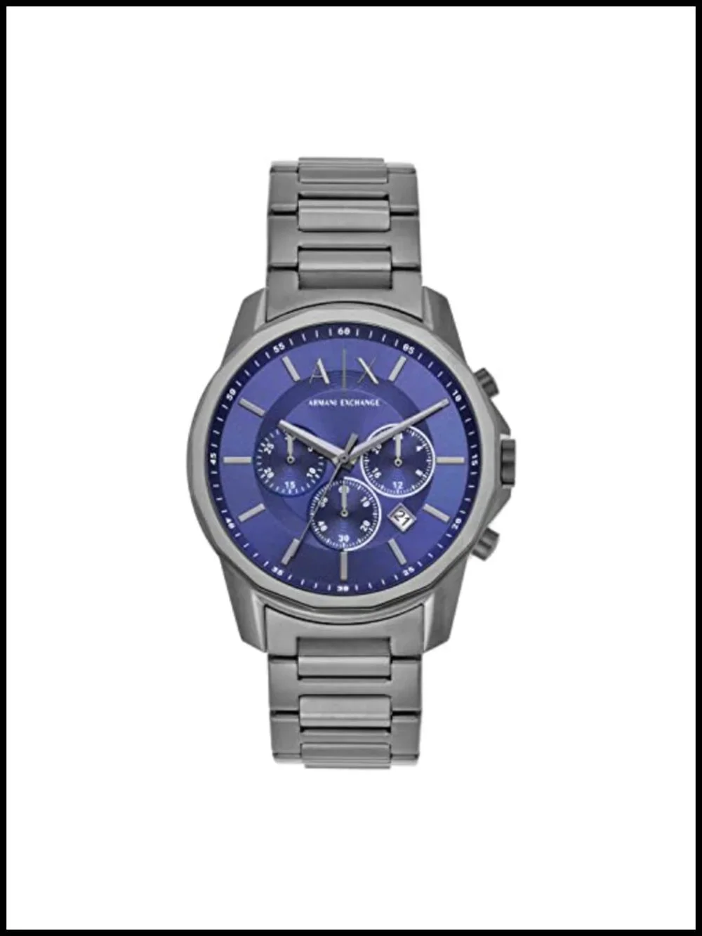 Men's Chronograph Analog Watch Stainless Steel Bracelet 44mm